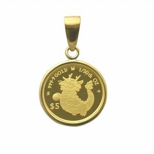 ゴールドアクセサリー ゴールドジュエリー ゴールドペンダント ドラゴン 龍 コイン 24金 K24 誕生日プレゼント ギフト 贈り物