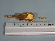 Cremona 時計 ヴァイオリン型 ブローチ 22金メッキ×天然ダイヤ使用 モードバリエ 電池切れ 動作未確認_画像4
