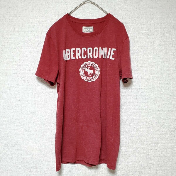 Abercrombie＆Fitch アバクロンビー アンド フィッチ　メンズ 半袖Tシャツ レッド サイズS（約Mサイズ相当）