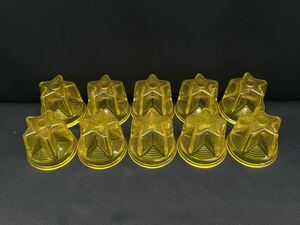 NEWスターマーカーレンズ　10個　黄　イエロー　星形マーカー　レトロ　デコトラ　アート　バスマーカー ガラス 星型 アートステンレス ASC