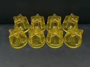 NEWスターマーカーレンズ　8個　黄　イエロー　星形マーカー　レトロ　デコトラ　アート　バスマーカー ガラス 星型 アートステンレス ASC