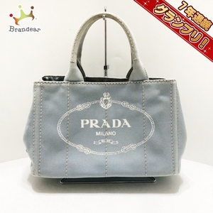 プラダ PRADA トートバッグ 1BG439 CANAPA キャンバス ライトブルー×白 バッグ