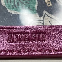 アナスイ ANNA SUI パスケース - エナメル（レザー） ボルドー×ピンク×黒 パンチング 美品 財布_画像3