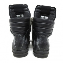 リックオウエンス Rick Owens スニーカー 40 ジオバスケット レザー 黒 メンズ ハイカット/サイドジップ 靴_画像3