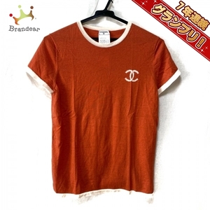 シャネル CHANEL 半袖Tシャツ サイズ40 M P27584 - オレンジ レディース クルーネック/カシミヤ 06C 美品 トップス