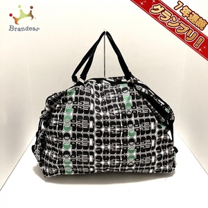 レスポートサック LESPORTSAC ボストンバッグ - レスポナイロン 黒×白×グリーン 本体ロックなし 美品 バッグ