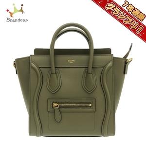 セリーヌ CELINE ハンドバッグ 189243HSC.31GR ラゲージナノショッパー スムースカーフスキン アーミーグリーン(カーキ) レディース 美品