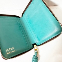 ロエベ LOEWE 2つ折り財布 - レザー ボルドー×グリーン ラウンドファスナー 財布_画像3