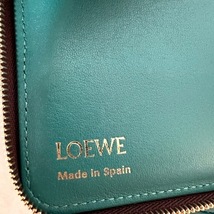 ロエベ LOEWE 2つ折り財布 - レザー ボルドー×グリーン ラウンドファスナー 財布_画像5