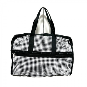 レスポートサック LESPORTSAC ボストンバッグ - レスポナイロン 黒×白 チェック柄/本体ロックなし 美品 バッグ
