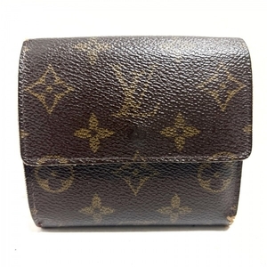 ルイヴィトン LOUIS VUITTON Wホック財布 M61652 ポルトモネビエカルトクレディ モノグラム・キャンバス ×クロスグレインレザー - TH1924