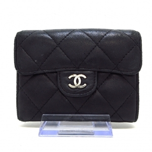 シャネル CHANEL コインケース A31504 マトラッセ ラムスキン 黒 シルバー金具 13番台 財布