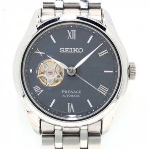 SEIKO(セイコー) 腕時計■美品 プレサージュ SARY173 メンズ クロノグラフ/裏スケ ネイビー