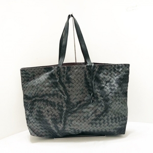 ボッテガヴェネタ BOTTEGA VENETA トートバッグ イントレッチオリュージョン ナイロン×レザー ダークグレー バッグ