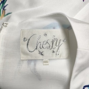チェスティ Chesty サイズ1 S - 白×ピンク×マルチ レディース クルーネック/ノースリーブ/ひざ丈/花柄 美品 ワンピースの画像3