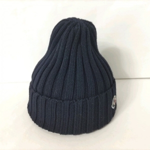 モンクレール MONCLER ニット帽 - ウール ダークネイビー 美品 帽子