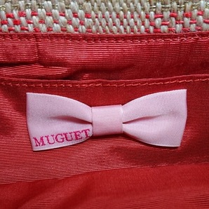 ミュゲ MUGUET トートバッグ - コットン×麻 ベージュ×レッド×マルチ リボン バッグの画像8