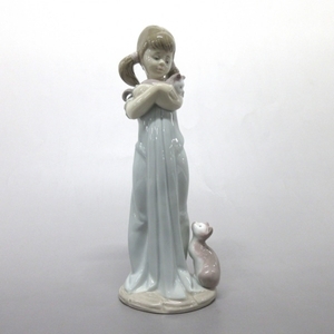 リヤドロ LLADRO - 陶器 ライトブルー×ピンクベージュ×マルチ 置物/K-28/私のことも忘れないで/ネコ 美品 小物