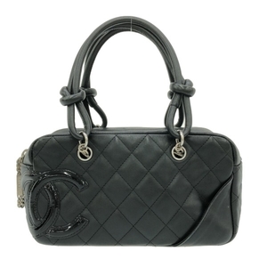 シャネル CHANEL ハンドバッグ A29792 カンボンラインミニボーリングバッグ ラムスキン×エナメル（レザー） 黒 12番台 バッグ