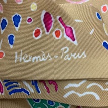 エルメス HERMES ツイリー ベージュ×グリーン×マルチ ISOLA DIPRIMAVERA 美品 スカーフ_画像6