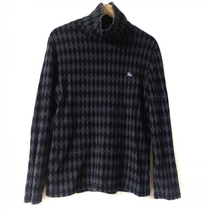 バーバリーブラックレーベル Burberry Black Label 長袖カットソー サイズ2 M - 黒×ダークグレー メンズ ハイネック/アーガイル トップス