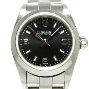 ROLEX(ロレックス) 腕時計 オイスターパーペチュアル 76080 レディース SS/369インデックス/12コマ+余り1コマ(フルコマ) 黒
