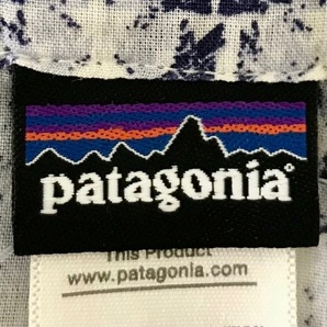 パタゴニア Patagonia 七分袖カットソー サイズ6 M - 白×ネイビー×ライトブルー レディース Vネック トップスの画像3