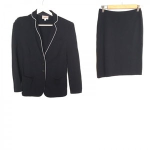  Armani ko let's .-niARMANICOLLEZIONI skirt suit - dark navy × white lady's shoulder pad lady's suit 