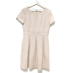  Courreges COURREGES - light pink × white lady's crew neck / short sleeves / knee length one piece 