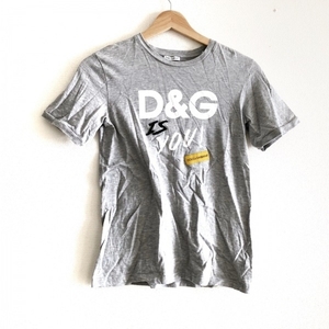 ドルチェアンドガッバーナ DOLCE&GABBANA 半袖Tシャツ サイズ9/10 - ライトグレー×白×黒 レディース スパンコール トップス