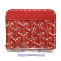 ゴヤール GOYARD コインケース - コーティングキャンバス×レザー レッド×マルチ ラウンドファスナー BEX020187 美品 財布_画像1