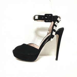  MiuMiu miumiu sandals 36 1/2 - suede black lady's biju- shoes 