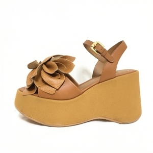  See by Chloe SEE BY CHLOE сандалии 36 - кожа Brown женский цветок ( цветок )/ Wedge подошва обувь 