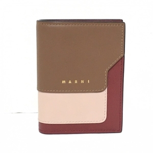 マルニ MARNI 2つ折り財布 PFMOQ14U13LV589Z474N バイフォールドウォレット スムースカーフスキン ブラウン×ピンク×ボルドー 財布