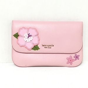 ケイトスペード Kate spade 長財布 PXR00011 レザー ピンク フラワー（花） 美品 財布