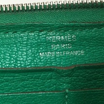 エルメス HERMES 長財布 エブリンジップロング シェーブル グリーン ラウンドファスナー □O 財布_画像5