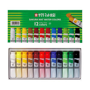 [ prompt decision ]v Sakura mat watercolor v SAKURA watercolor paint .. .12 color poly- tube entering . arts fine art school / MW12PE