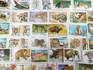 ★ 野生動物 世界 の 切手 約100枚 スタンプ ライオン タイガー 豹 象 チーター 狐 パンダ 兎 ★ 格安 珍品 コレクション 再入荷