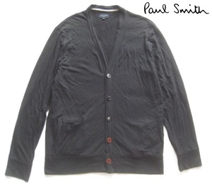 美品日本製!!ポールスミス Paul Smith*ロゴタグ付き コットンリヨセルカーディガン L 黒 ブラック COLLECTION コレクション