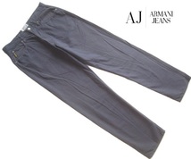 高級イタリア製!!アルマーニ ジーンズ ARMANI JEANS*金属ロゴプレート付き 5ポケット コットンパンツ W34 実寸L グレー ジョルジオ _画像1