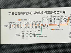 JR東日本 宇都宮線(東北線)高崎線 停車駅のご案内 各駅停車 湘南新宿ライン 鉄道 車内掲示物 非売品 2002年改正版