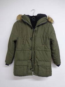 *999 [ free shipping ] SHISKYsi ski Junior man and woman use 160 khaki with a hood . down jacket fur removed possible reverse side boa cuffs rib 