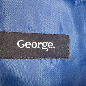 21：GEORGEジョージ ビジネススーツ 黒ストライプ地 A6 T175の画像5