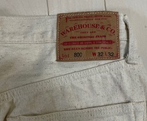 WAREHOUSE（ウエアハウス）20周年記念　Lot 800 WHITE JEANS 12oz 　 800-NA　ホワイトジーンズ　デニムパンツ　W32 _画像4