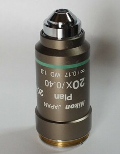 Microscope Japan　品質保証返品可　 ニコン　無限遠補正系　Eclipseシリーズ用　生物顕微鏡対物レンズ　 CFI Plan 20　中古 　Nikon