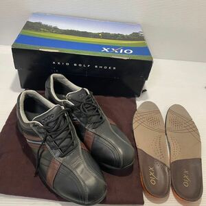  почти не использовался XXIO XXIO туфли для гольфа черный 25cm мощный водонепроницаемый натуральный кожа искусственная кожа 