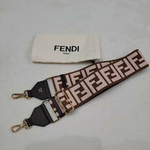 最終値下げ　新品　フェンディ FENDI ストラップ ブラウン×ピンク ゴールド金具 キャンバス/レザー ショルダーストラップ ユニセックス 