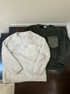 UNIQLO×ENGINEERED GARMENTS ユニクロ×エンジニアド ガーメンツ プルオーバーボア フリース ブラウン sizeM オリーブ 白 セット 中古