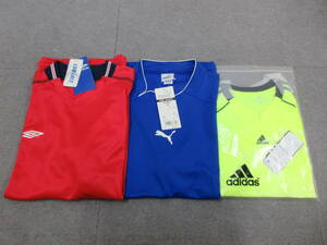 M【1-26】★9 スポーツ店在庫品 adidas PUMA UMBRO 半袖シャツ O・O-XOサイズ 3点まとめて 未使用長期保管品 / サッカー フットサル ウェア