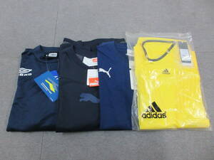 M【1-26】★14 スポーツ店在庫品 PUMA adidas UMBRO 長袖シャツ Lサイズ 4点まとめて 未使用長期保管品 / サッカー フットサル ウェア